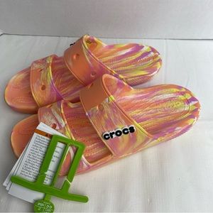 NWT CROCS Classic Marble Sandals Tie Dye 2 Strap 207701-83F Waterproof Sz M5/W7